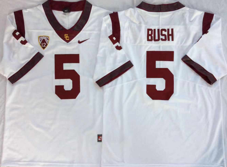 Men's USC Trojans Reggie Bush #5 White Player Game Jersey sports jersey product view 1