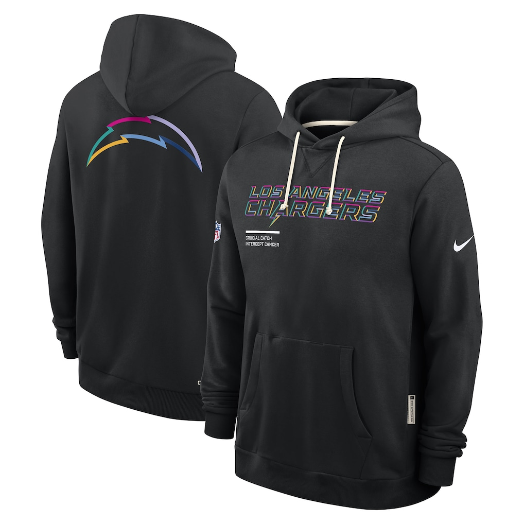 Men's Los Angeles Chargers Nike Black 2025 NFL Crucial Catch Sideline Standard Issue Dri-FIT Hoodie football jersey product view 1