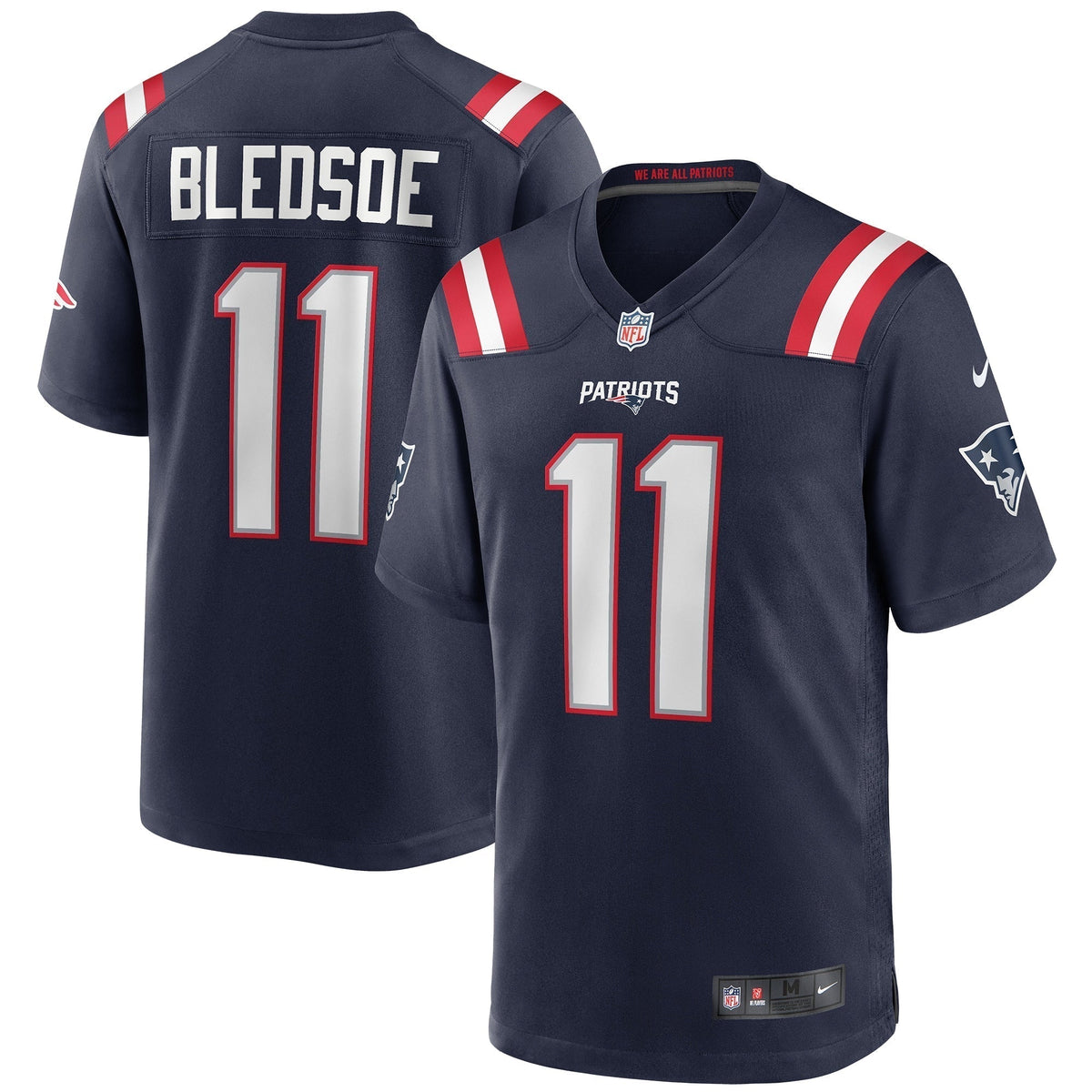 Drew Bledsoe New England Patriots Nike Game Retired Jersey - Navy football jersey product view 1
