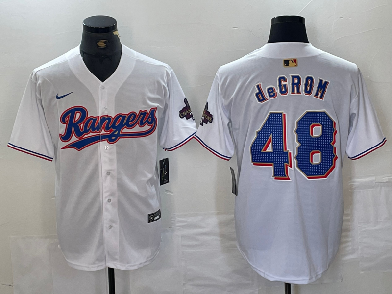 Men's Texas Rangers Jacob deGrom #48 White 2024 Gold Collection Limited Player Jersey1 baseball jersey product view 1