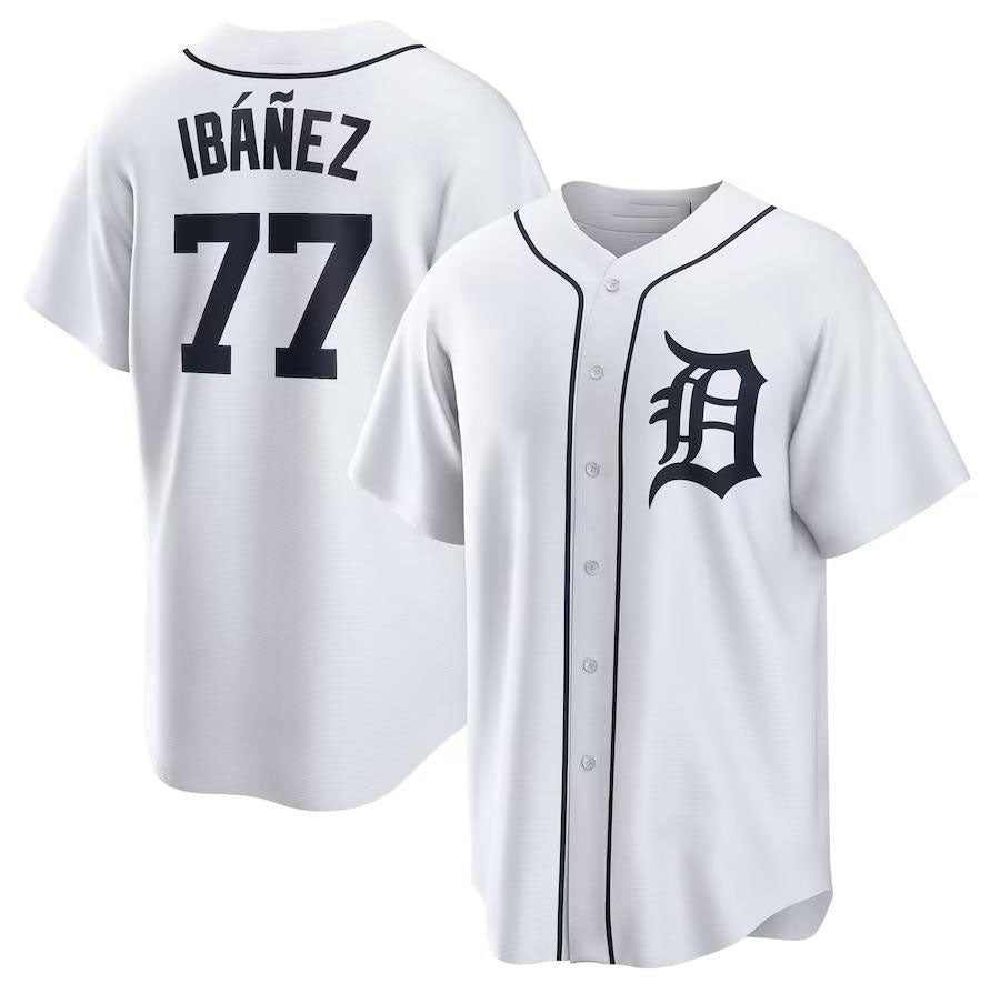 Detroit Tigers #77 Andy Ib¨¢?ez White Home Replica Player Name Jersey Baseball Jerseys baseball jersey product view 1