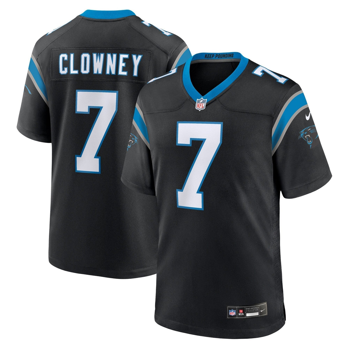 Jadeveon Clowney Carolina Panthers Nike Game Jersey - Black football jersey product view 1