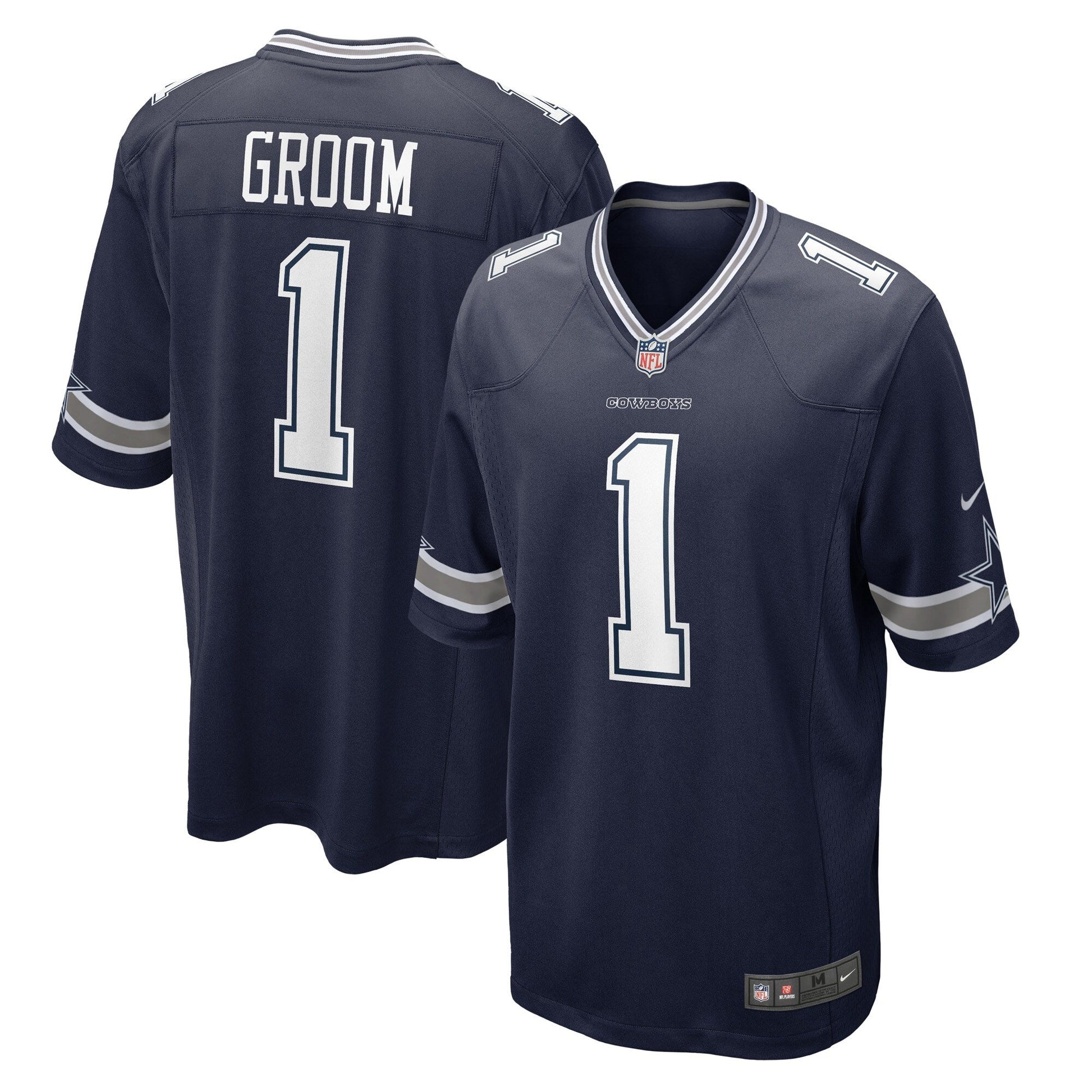 Number 1 Groom Dallas Cowboys Nike Game Jersey - Navy football jersey product view 1