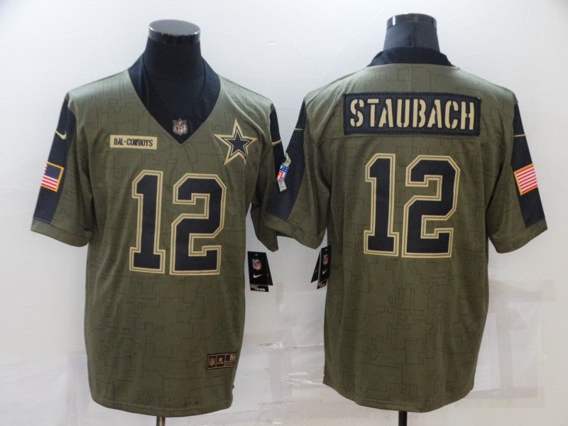 Men's Dallas Cowboys Roger Staubach #12 Brown Game Jersey1 football jersey product view 1