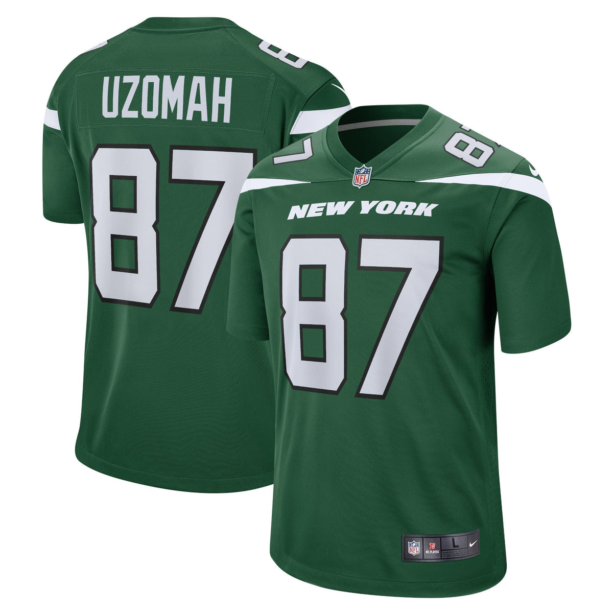 C.J. Uzomah New York Jets Nike Game Jersey - Gotham Green football jersey product view 1