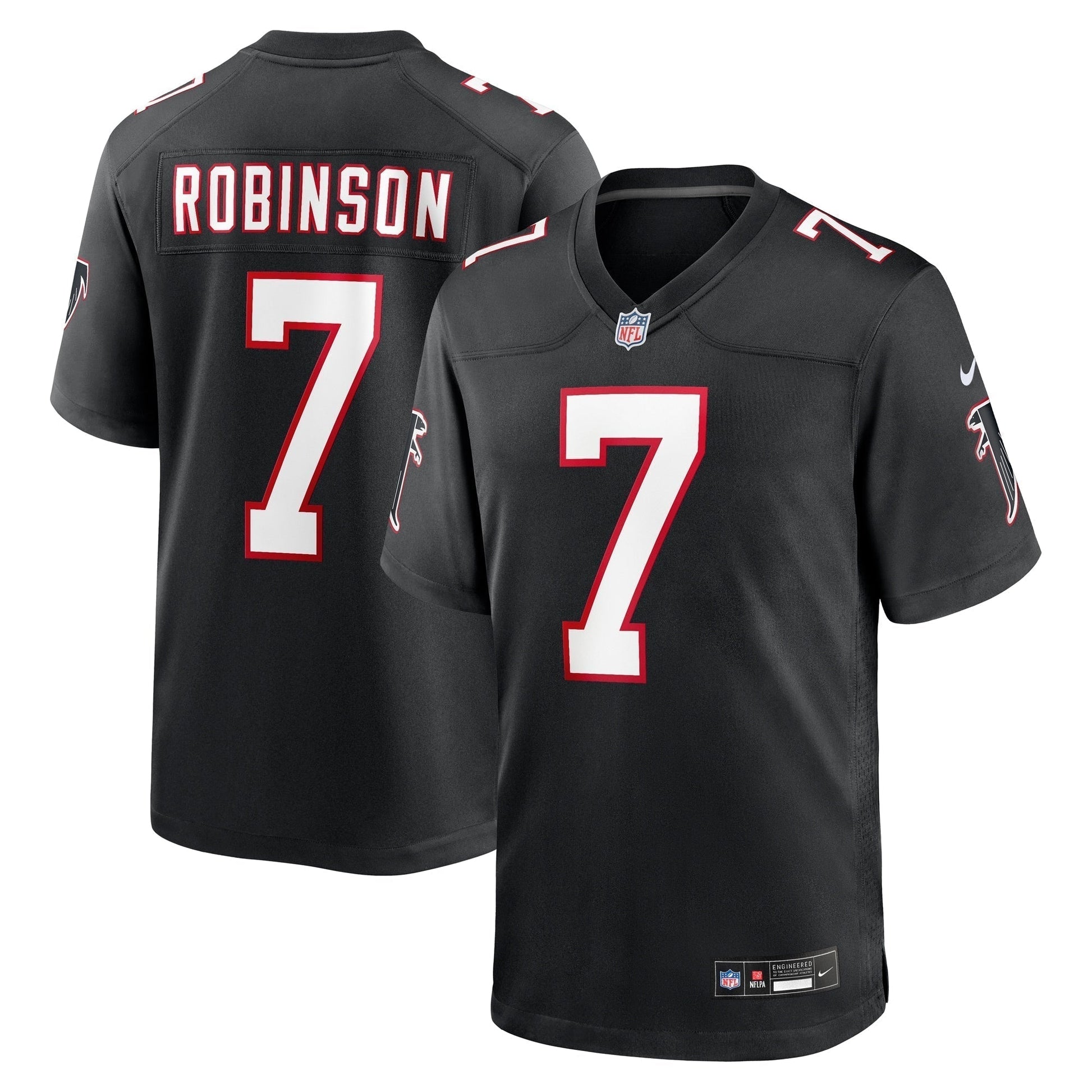 Bijan Robinson Atlanta Falcons Nike Throwback Game Jersey - Black football jersey product view 1