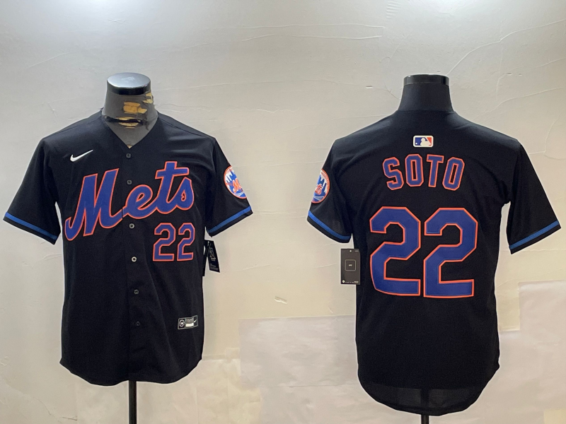 Men's New York Mets Juan Soto #22 Black Alternate Limited Player Jersey1 baseball jersey product view 1