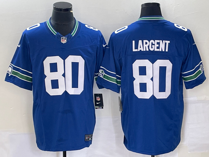 Men's Seattle Seahawks Steve Largent #80 Royal Throwback Legend Player Jersey football jersey product view 1
