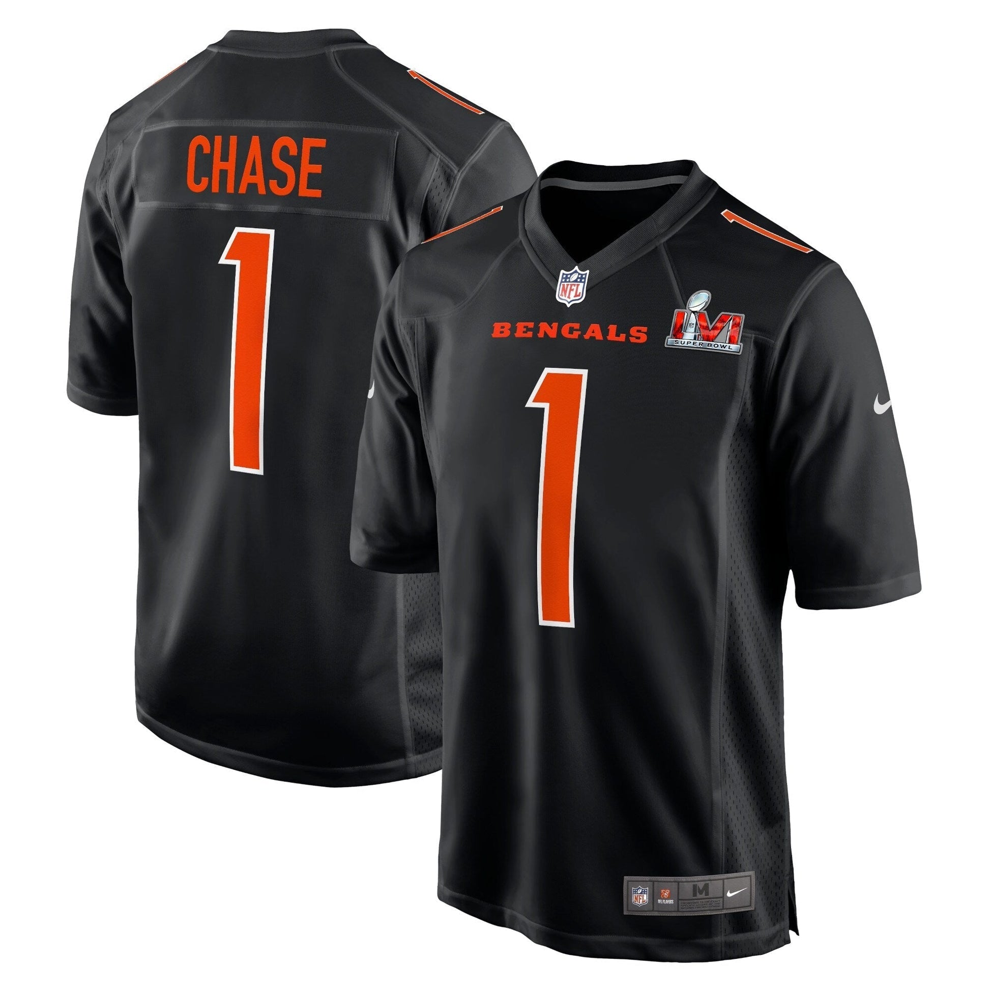 Ja'Marr Chase Cincinnati Bengals Nike Super Bowl LVI Bound Game Fashion Jersey - Black football jersey product view 2