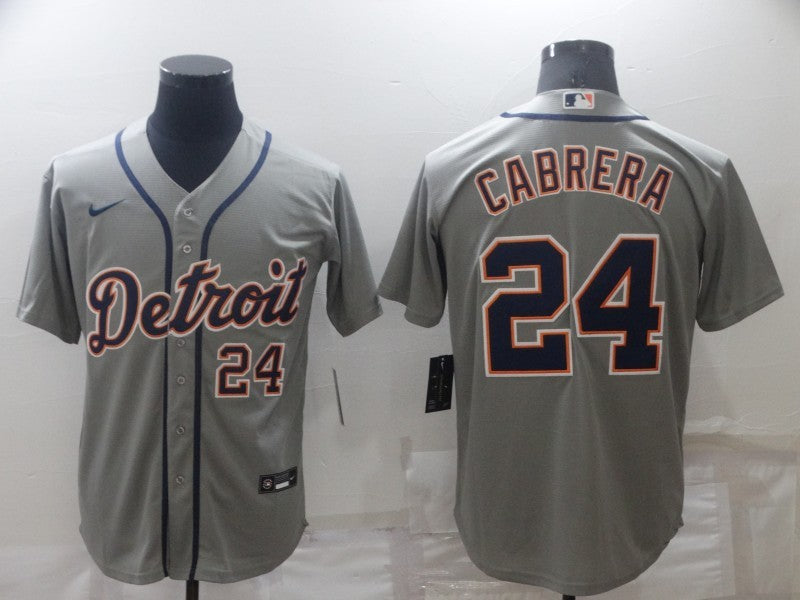 Men's Detroit Tigers Miguel Cabrera #24 Gray Replica Player Jersey baseball jersey product view 1