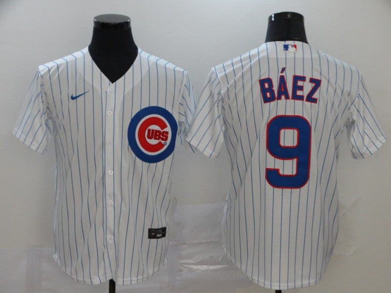 Men's Chicago Cubs Javier Baez #9 White Replica Baseball Jersey1 baseball jersey product view 1