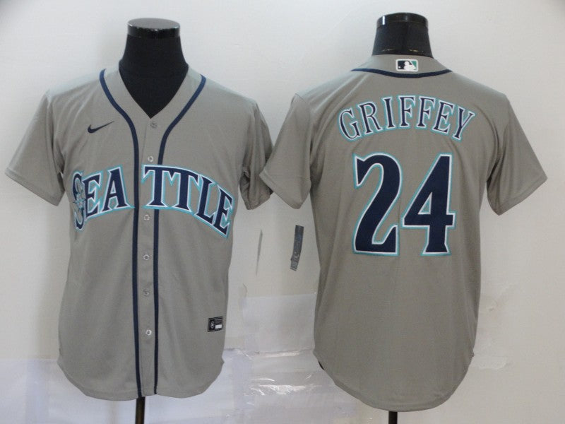 Men's Seattle Mariners Ken Griffey Jr. #24 Gray Replica Baseball Jersey baseball jersey product view 1