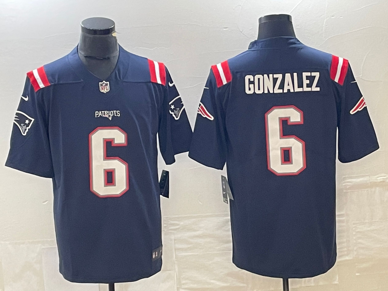 Men's New England Patriots Christian Gonzalez #6 Navy Team Game Jersey1 football jersey product view 1