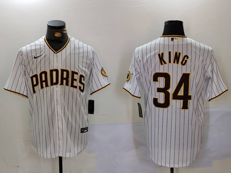 Men's San Diego Padres Michael King #34 White Home Limited Player Jersey baseball jersey product view 1
