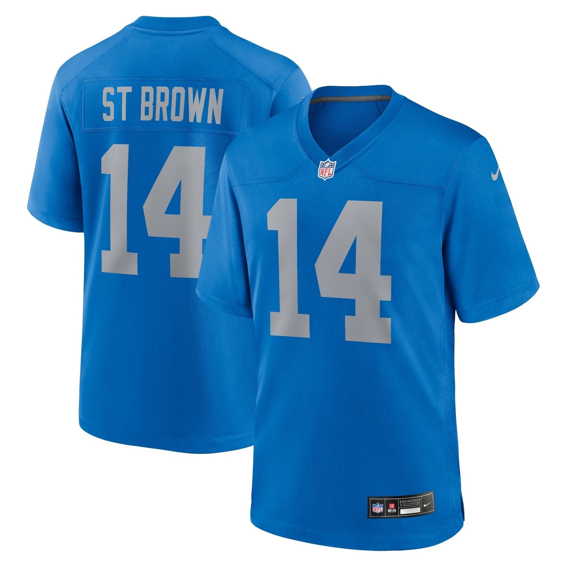 Amon-Ra St. Brown Detroit Lions Nike Alternate Game Jersey - Blue football jersey product view 1
