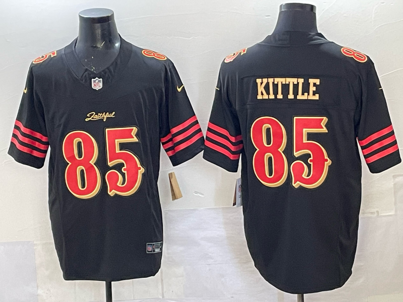 Men's San Francisco 49ers George Kittle #85 Black 2025 Rivalries Collection Game Jersey football jersey product view 1