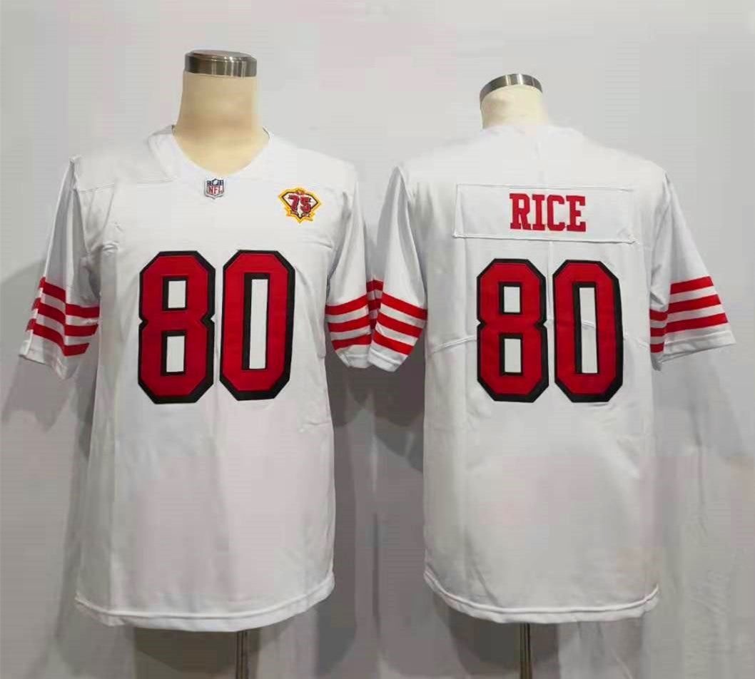 Men's San Francisco 49ers Jerry Rice White 75th Anniversary Game Player Jersey1 football jersey product view 1