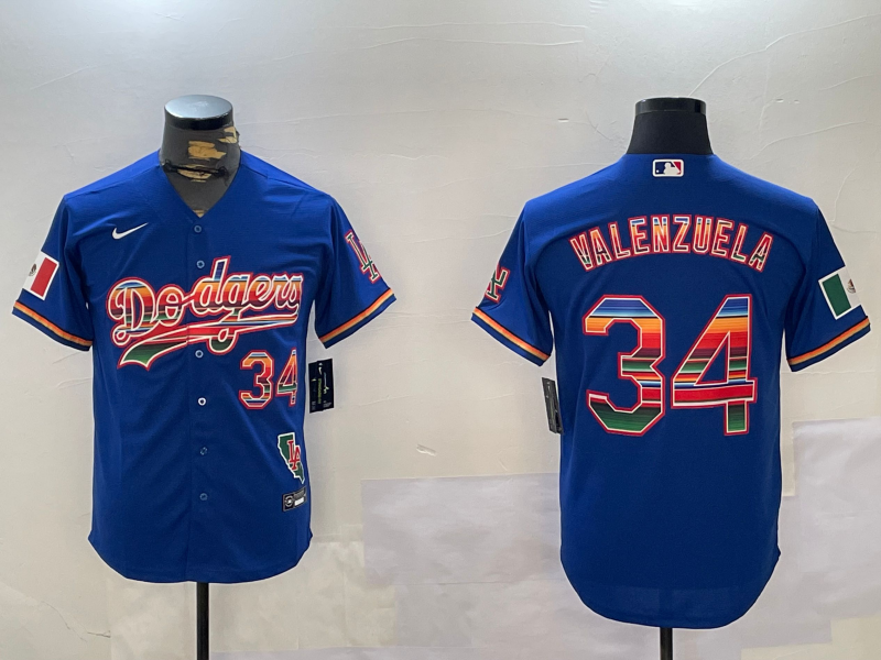Men's Los Angeles Dodgers Fernando Valenzuela #34 Royal Player Jersey baseball jersey product view 1