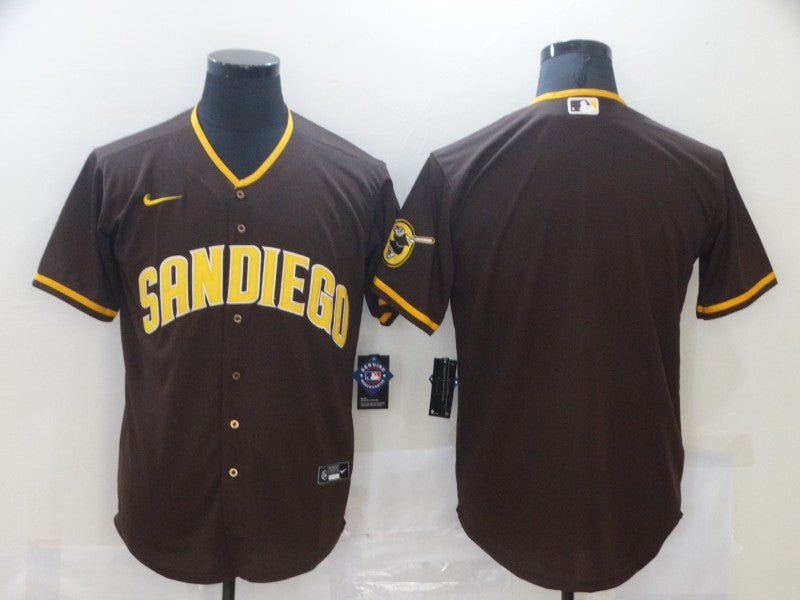 Men's San Diego Padres Brown Road Replica Blank Jersey1 baseball jersey product view 1
