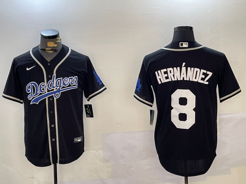 Men's Los Angeles Dodgers Enrique Hernandez #8 Black Player Jersey baseball jersey product view 1