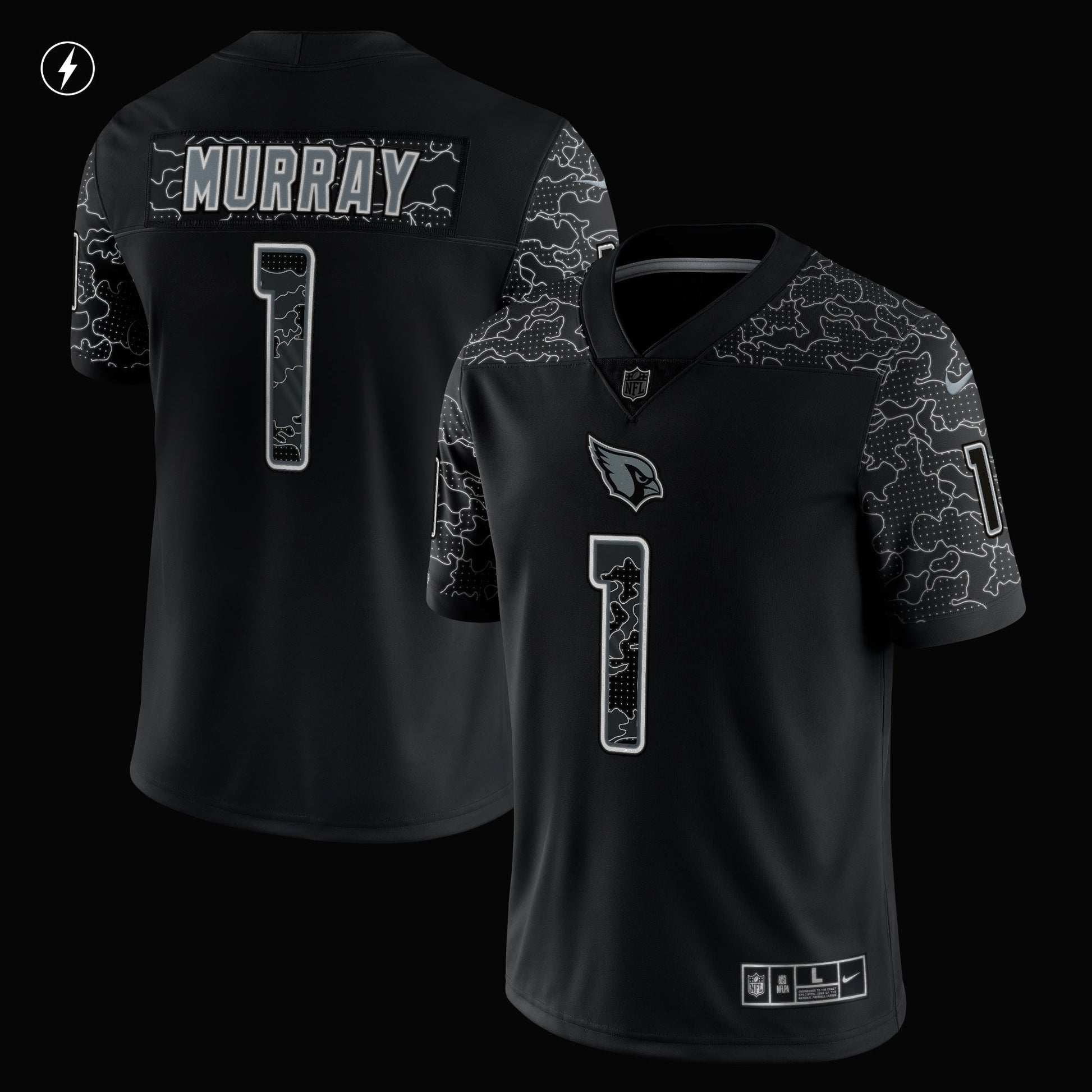 Kyler Murray Arizona Cardinals Nike RFLCTV Limited Jersey - Black football jersey product view 2