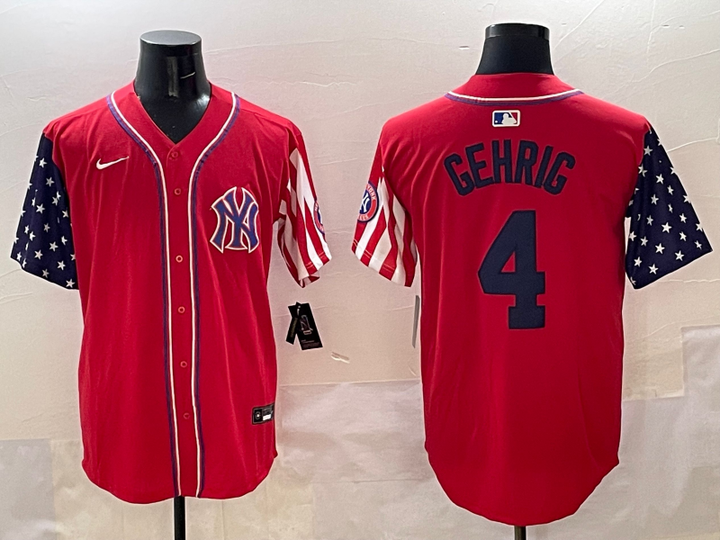 Men's New York Yankees Lou Gehrig #4 Red Limited Player Jersey baseball jersey product view 1