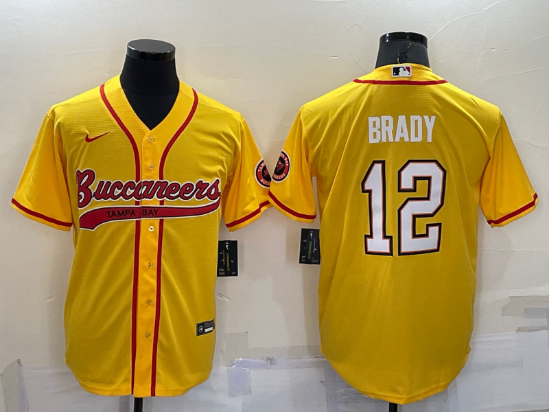 Men's Tampa Bay Buccaneers Tom Brady #12 Yellow Game Jersey1 Joint Edition football jersey product view 1