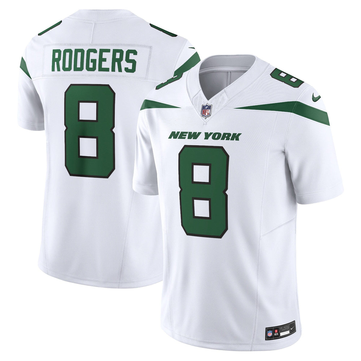 Aaron Rodgers New York Jets Nike Vapor F.U.S.E. Limited Jersey - Spotlight White football jersey product view 1