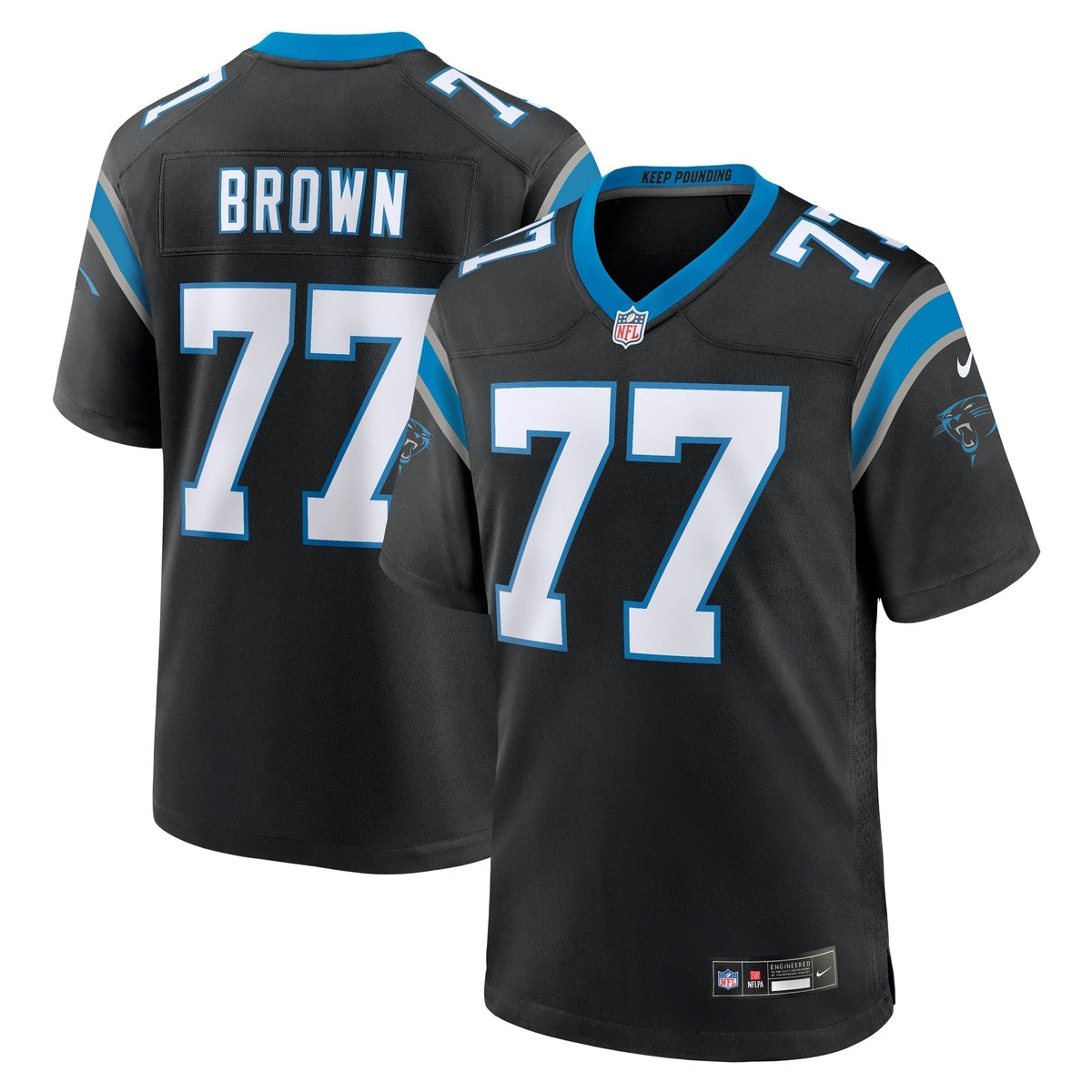 Deonte Brown Carolina Panthers Nike Team Game Jersey - Black football jersey product view 1