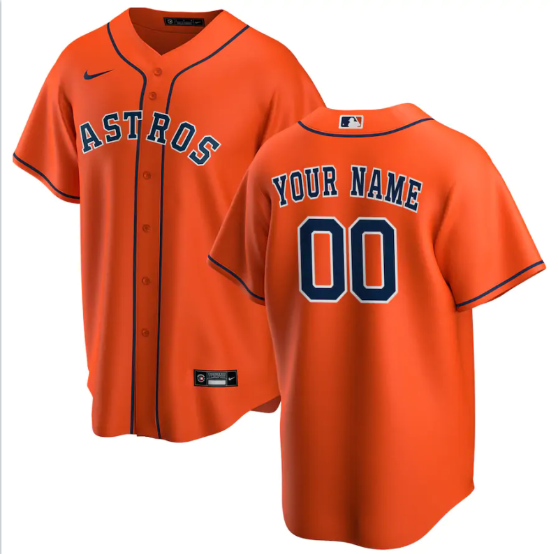 Men's Houston Astros Orange Replica Custom Jersey baseball jersey product view 1