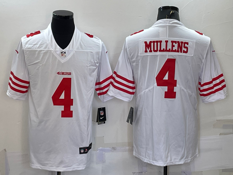 Men's San Francisco 49ers Nick Mullens #4 White Player Jersey1 football jersey product view 1