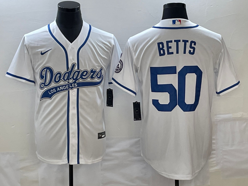 Men's Los Angeles Dodgers Mookie Betts #50 White Player Jersey1 Joint Edition baseball jersey product view 1