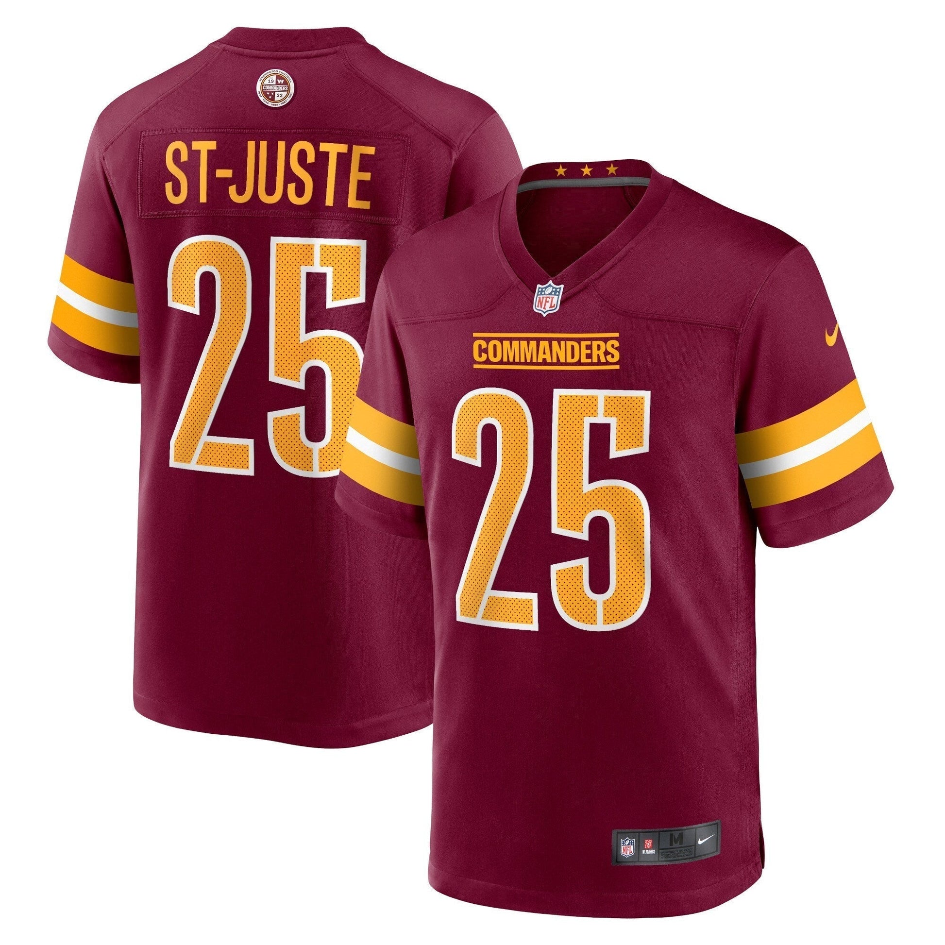 Benjamin St-Juste Washington Commanders Nike Game Jersey - Burgundy football jersey product view 1