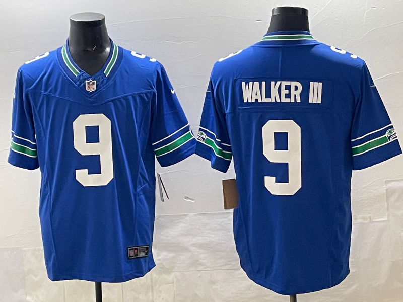 Men's Seattle Seahawks Kenneth Walker III #9 Royal Throwback Player Game Jersey football jersey product view 1