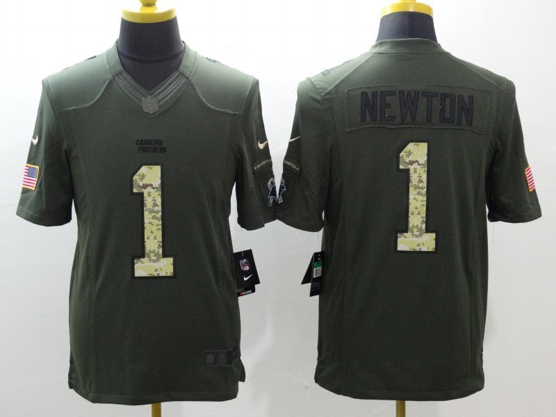 Men's Carolina Panthers Cam Newton #1 Army Green Game Jersey1 football jersey product view 1