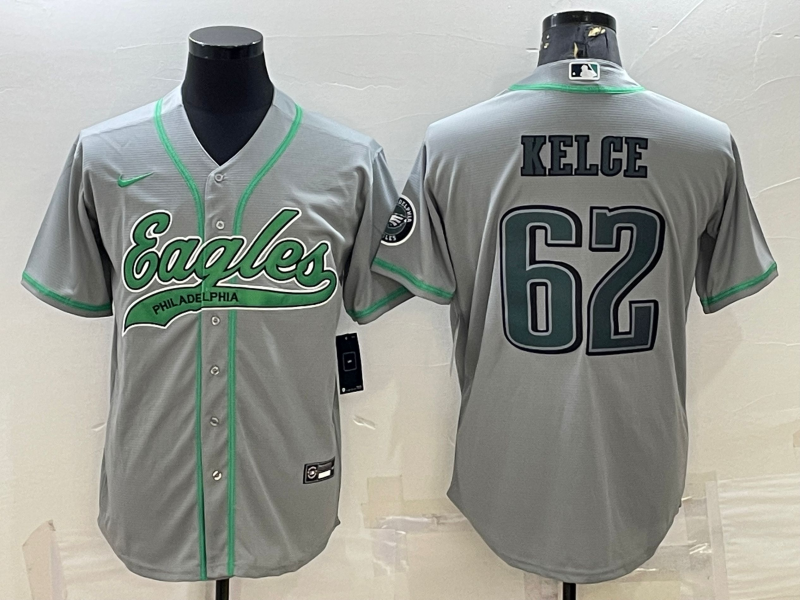 Men's Philadelphia Eagles Jason Kelce #62 Gray Game Jersey1 Joint Edition football jersey product view 1