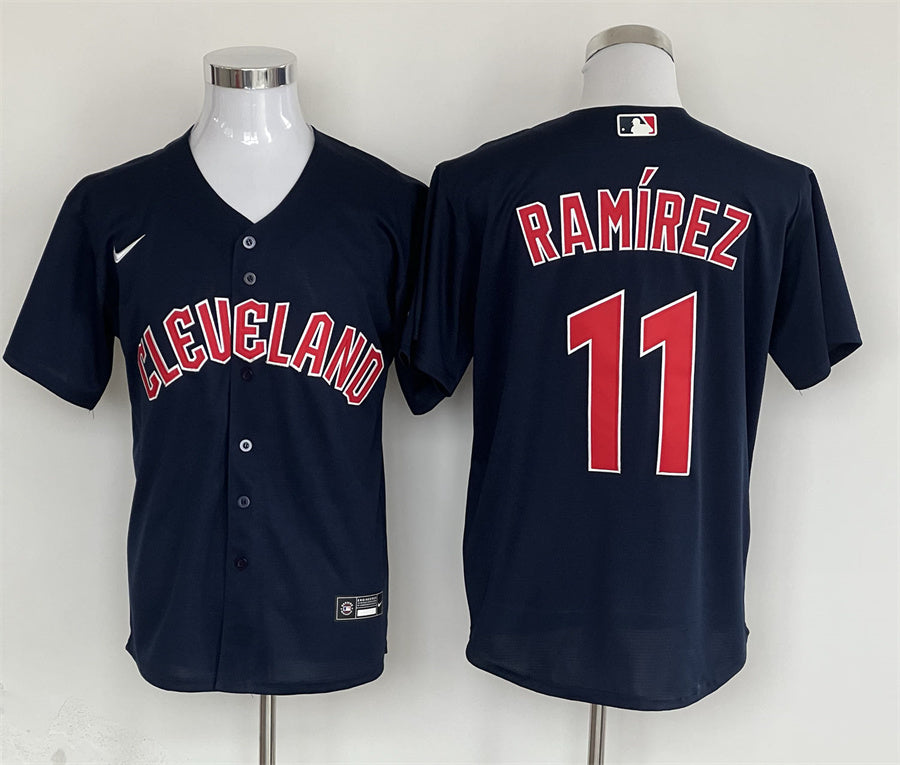 Men's Cleveland Guardians Jose Ramirez Nike Navy Replica Player Jersey baseball jersey product view 1
