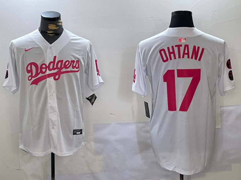 Men's Los Angeles Dodgers #17 Shohei Ohtani White Replica Game Jersey1 baseball jersey product view 1