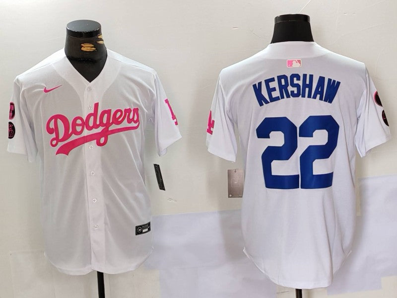 Men's Los Angeles Dodgers Clayton Kershaw #22 White Limited Game Player Jersey1 baseball jersey product view 1