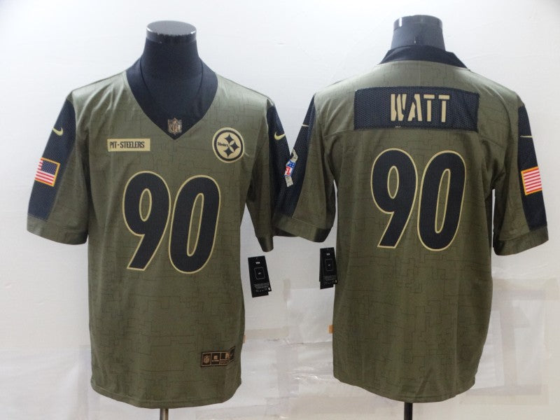 Men's Pittsburgh Steelers T.J. Watt #90 Brown Player Game Jersey1 football jersey product view 1