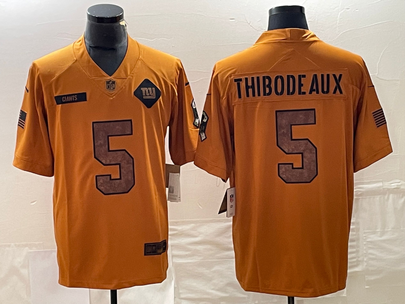 Men's New York Giants Kayvon Thibodeaux #5 Brown 2023 Salute To Service Limited Jersey1 football jersey product view 1