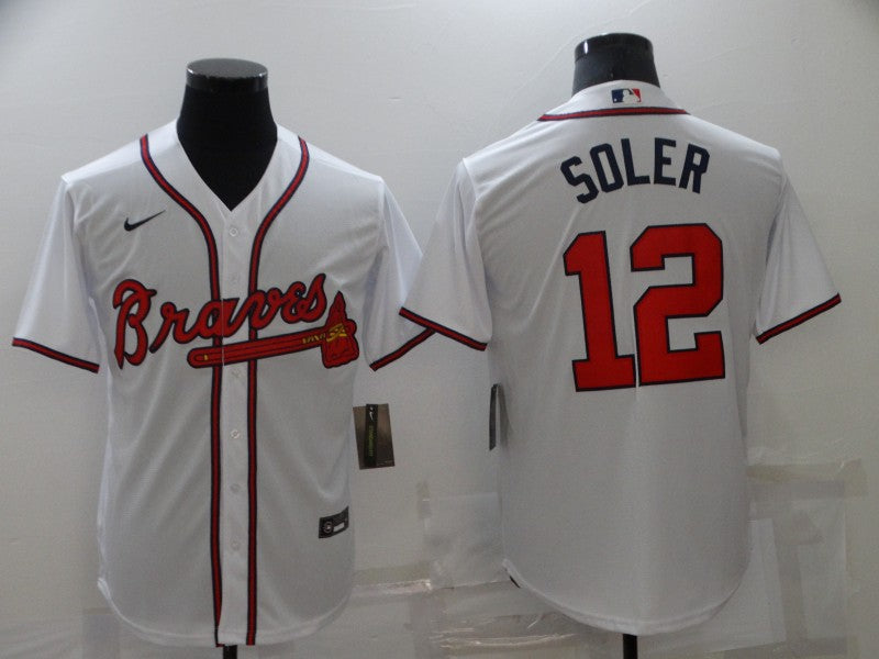 Men's Atlanta Braves Jorge Soler #12 White Replica Player Jersey1 baseball jersey product view 1