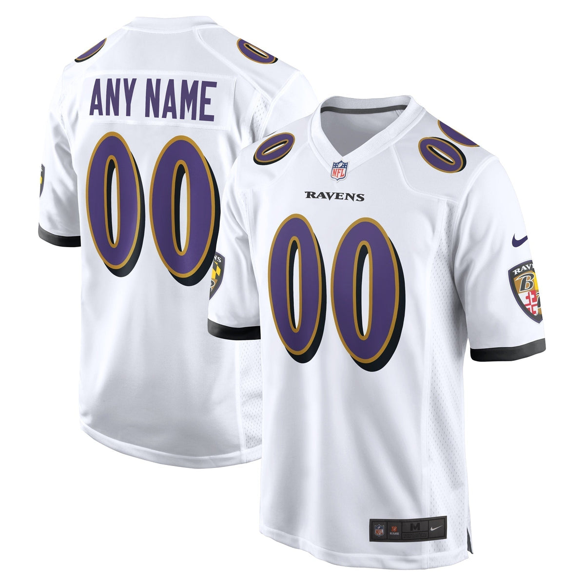 Baltimore Ravens Nike Custom Game Jersey - White football jersey product view 1