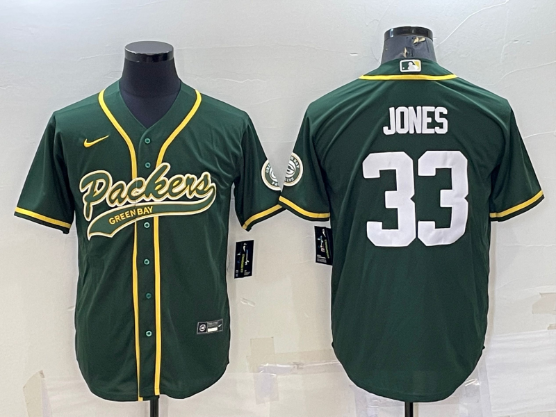 Men's Green Bay Packers Aaron Jones #33 Green Game Jersey1 Joint Edition football jersey product view 1