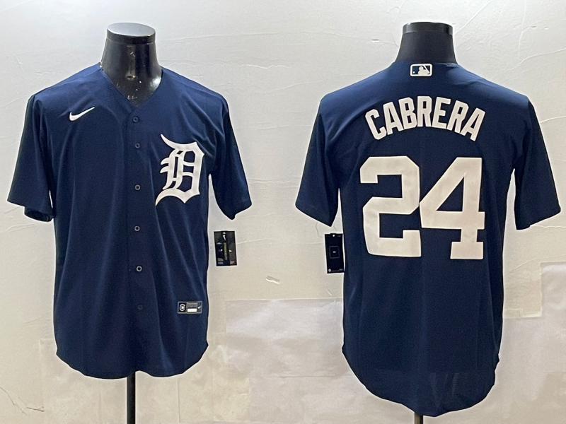 Men's Detroit Tigers Miguel Cabrera #24 Navy Replica Game Jersey1 baseball jersey product view 1