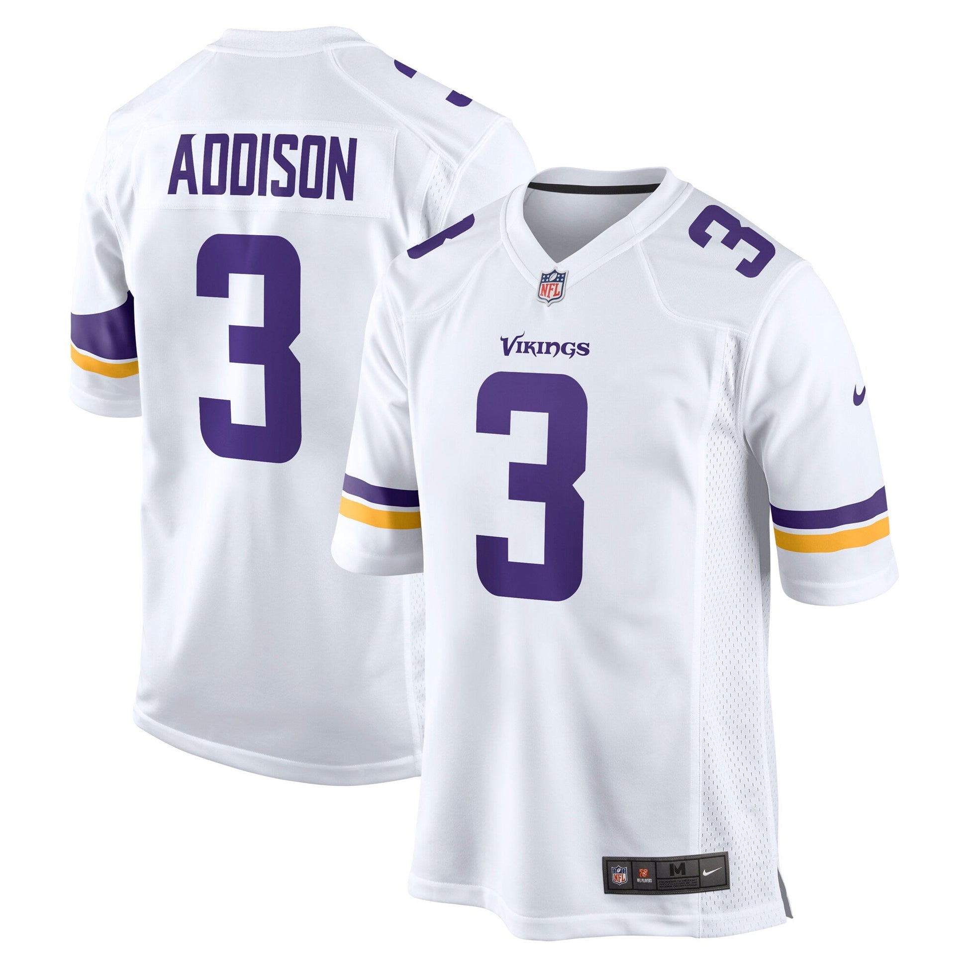 Jordan Addison Minnesota Vikings Nike Away Game Jersey - White football jersey product view 1