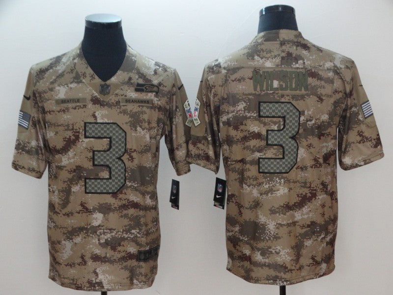 Men's Seattle Seahawks Russell Wilson #3 Camouflage Game Jersey football jersey product view 1