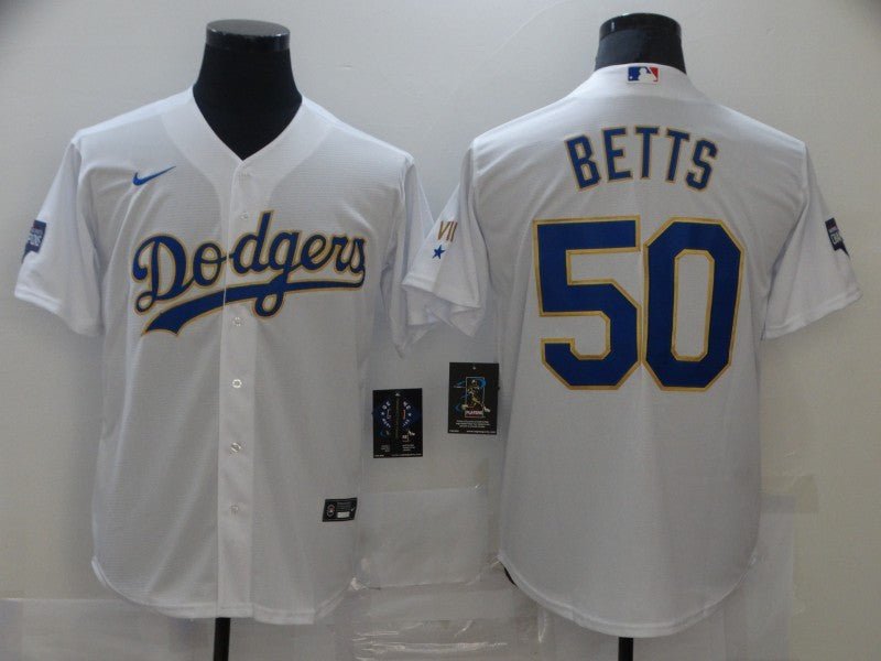 Men's Los Angeles Dodgers Mookie Betts #50 White Stitched Jersey1 baseball jersey product view 1