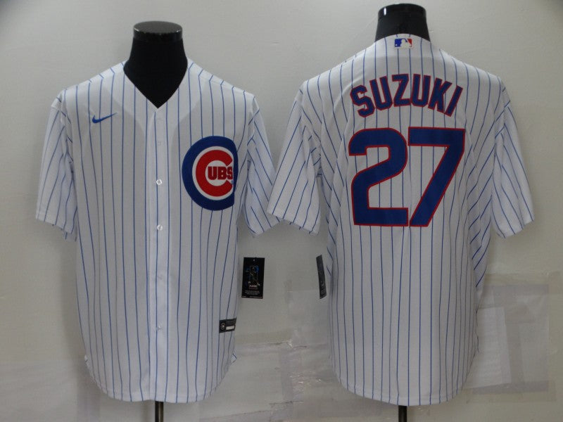 Men's Chicago Cubs Seiya Suzuki #27 White Replica Baseball Jersey1 baseball jersey product view 1