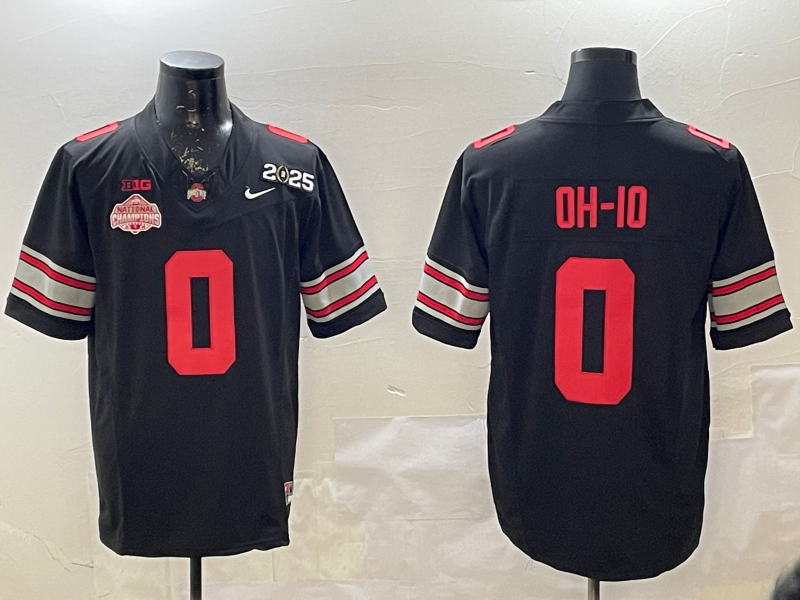 Men's Ohio State Buckeyes #0 Black 2025 CFP Final National Champions Patch F.U.S.E. Jersey sports jersey product view 1